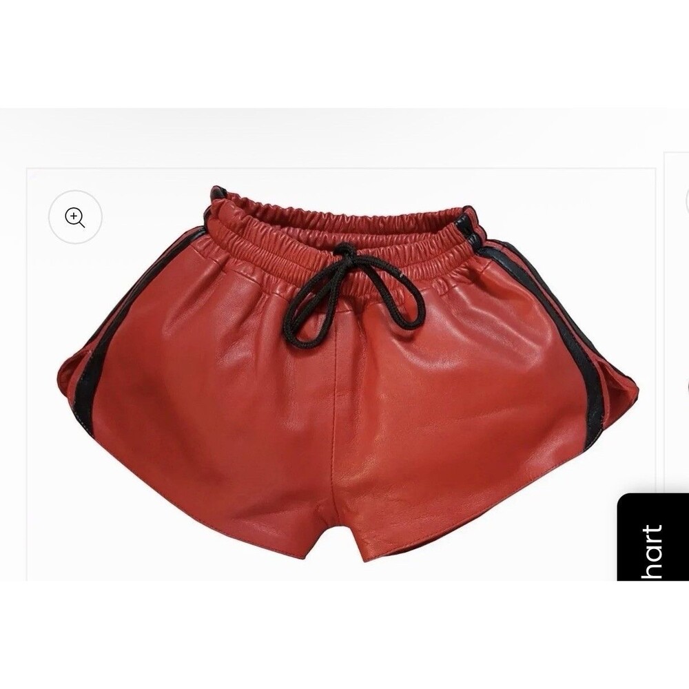 Lara’s Leather Red Shorts Black Stripe Short Drawstring Men’s 38